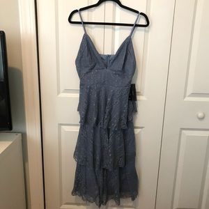 Lulus Light Blue Lace Ruffled Midi Dress